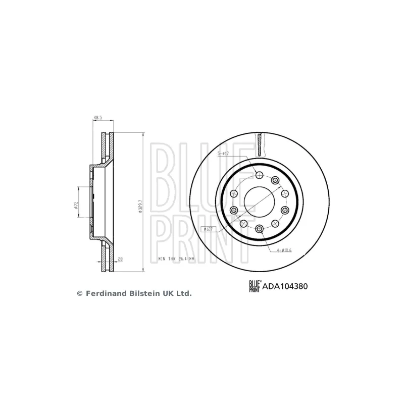 Jeu de 2 disques de frein avant BLUE PRINT ADA104380