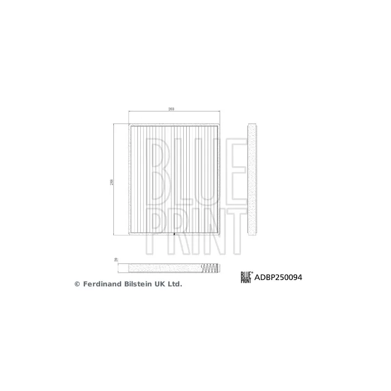 Filtre, air de l'habitacle BLUE PRINT ADBP250094