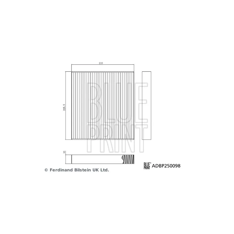 Filtre, air de l'habitacle BLUE PRINT ADBP250098