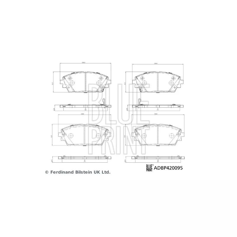 Jeu de 4 plaquettes de frein avant BLUE PRINT ADBP420095