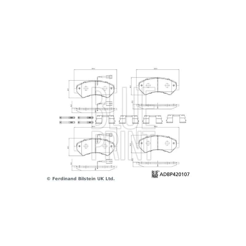 Jeu de 4 plaquettes de frein avant BLUE PRINT ADBP420107