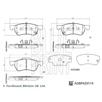 Jeu de 4 plaquettes de frein avant BLUE PRINT ADBP420114