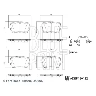 Jeu de 4 plaquettes de frein arrière BLUE PRINT ADBP420122