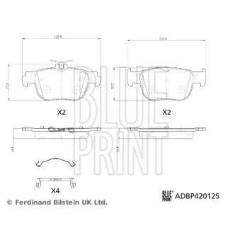 Jeu de 4 plaquettes de frein arrière BLUE PRINT ADBP420125
