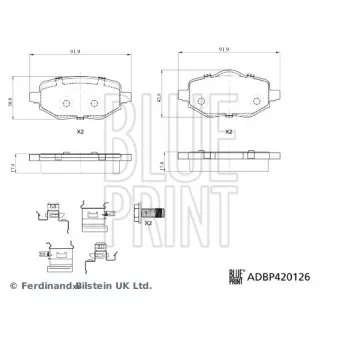 Jeu de 4 plaquettes de frein arrière BLUE PRINT ADBP420126