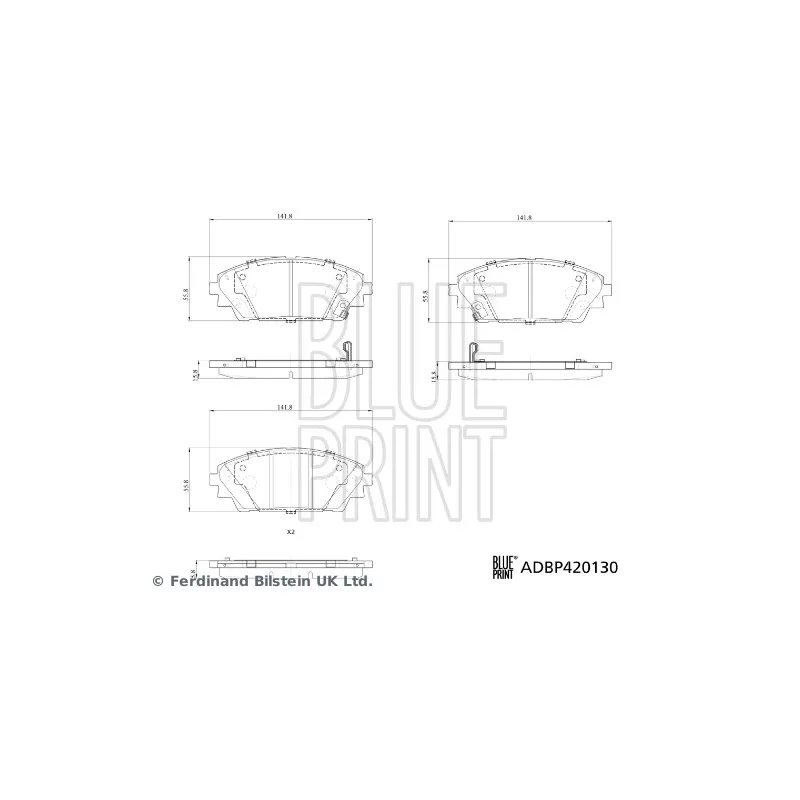 Jeu de 4 plaquettes de frein avant BLUE PRINT ADBP420130