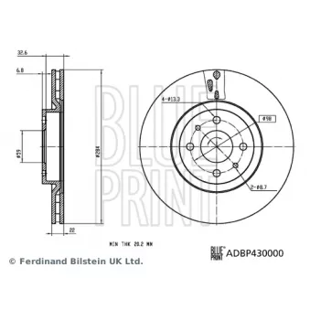 Jeu de 2 disques de frein avant BLUE PRINT ADBP430000