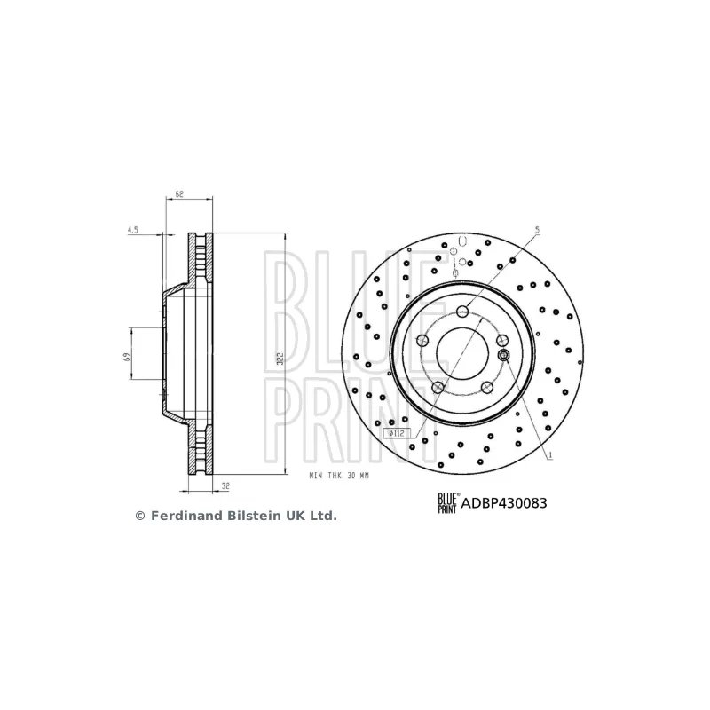 Jeu de 2 disques de frein avant BLUE PRINT ADBP430083