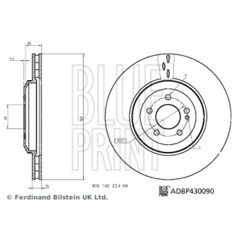 Jeu de 2 disques de frein arrière BLUE PRINT ADBP430090