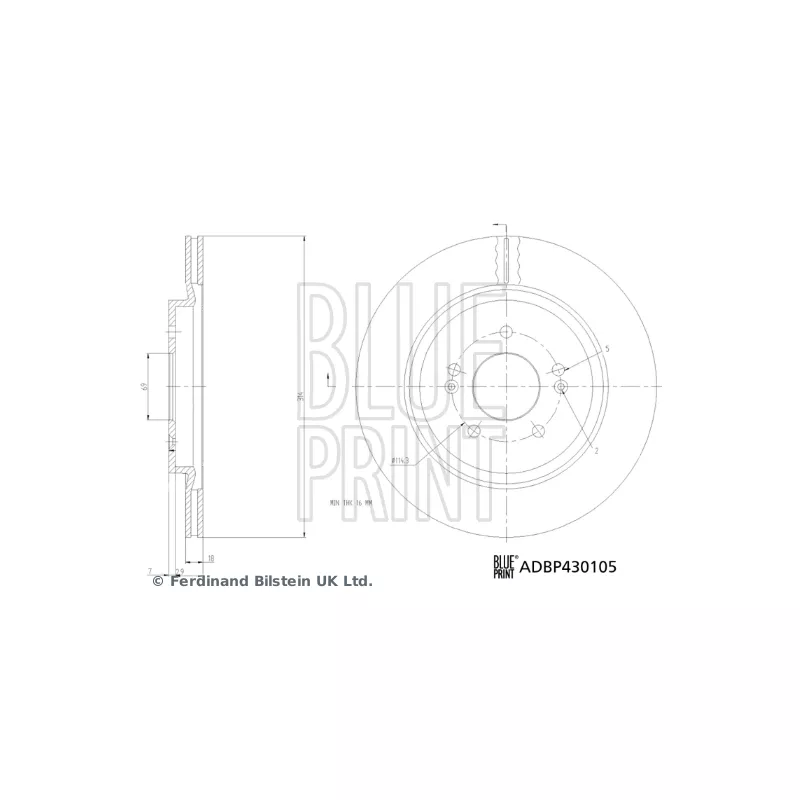Jeu de 2 disques de frein arrière BLUE PRINT ADBP430105