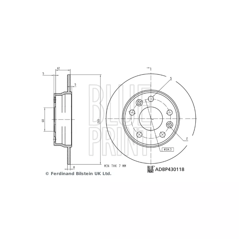 Jeu de 2 disques de frein arrière BLUE PRINT ADBP430118