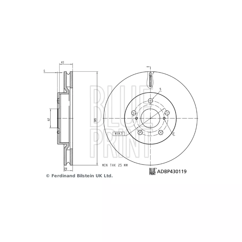 Jeu de 2 disques de frein avant BLUE PRINT ADBP430119