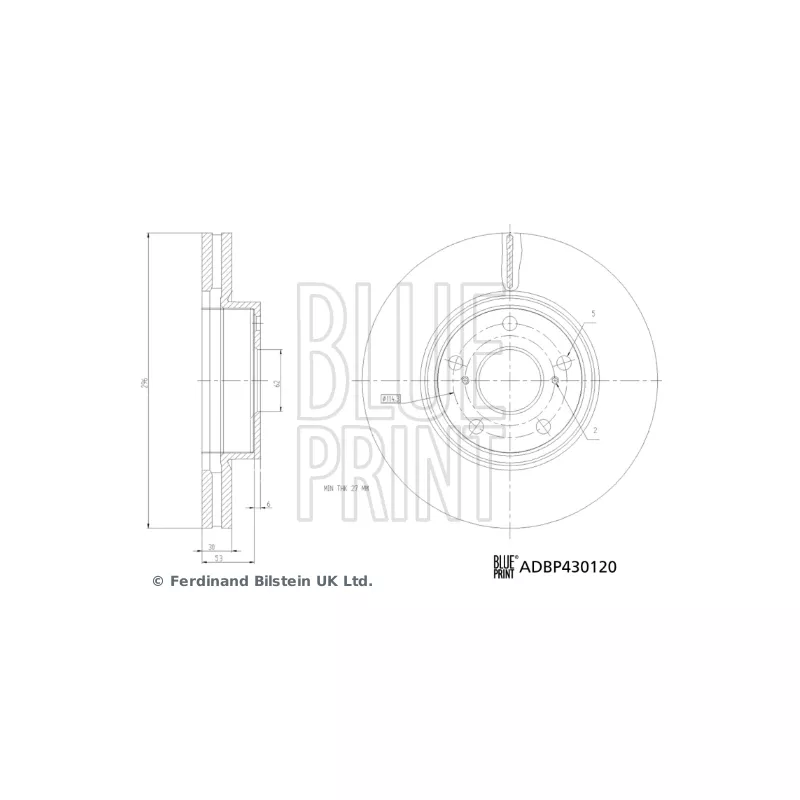 Jeu de 2 disques de frein avant BLUE PRINT ADBP430120