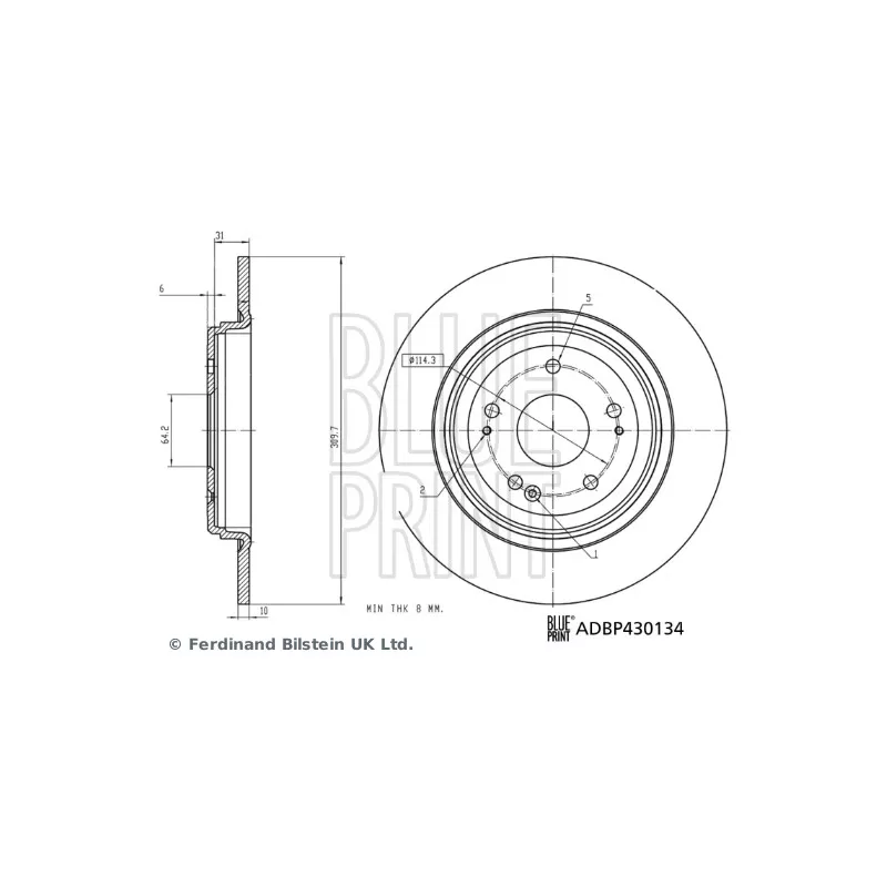 Jeu de 2 disques de frein arrière BLUE PRINT ADBP430134