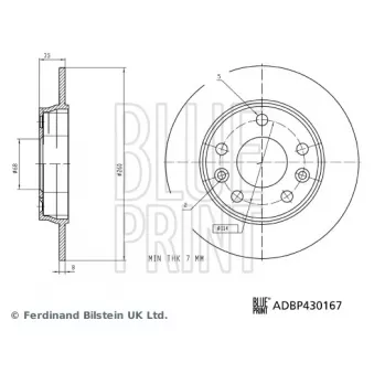 Jeu de 2 disques de frein arrière BLUE PRINT ADBP430167