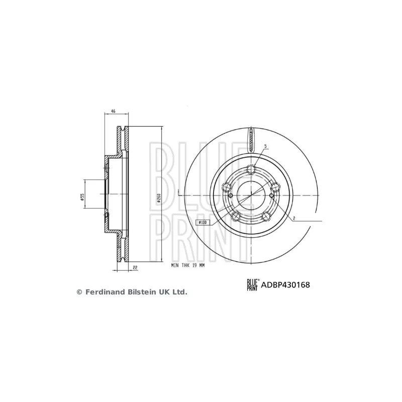 Jeu de 2 disques de frein avant BLUE PRINT ADBP430168