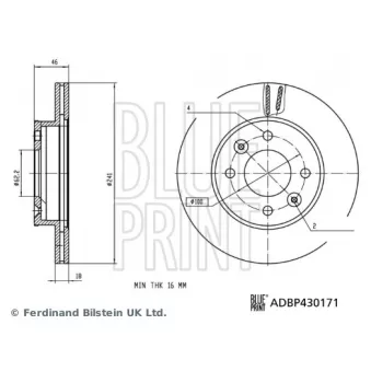 Jeu de 2 disques de frein avant BLUE PRINT ADBP430171