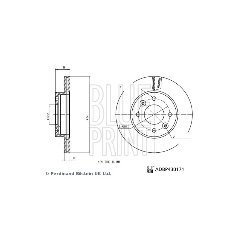 Jeu de 2 disques de frein avant BLUE PRINT ADBP430171