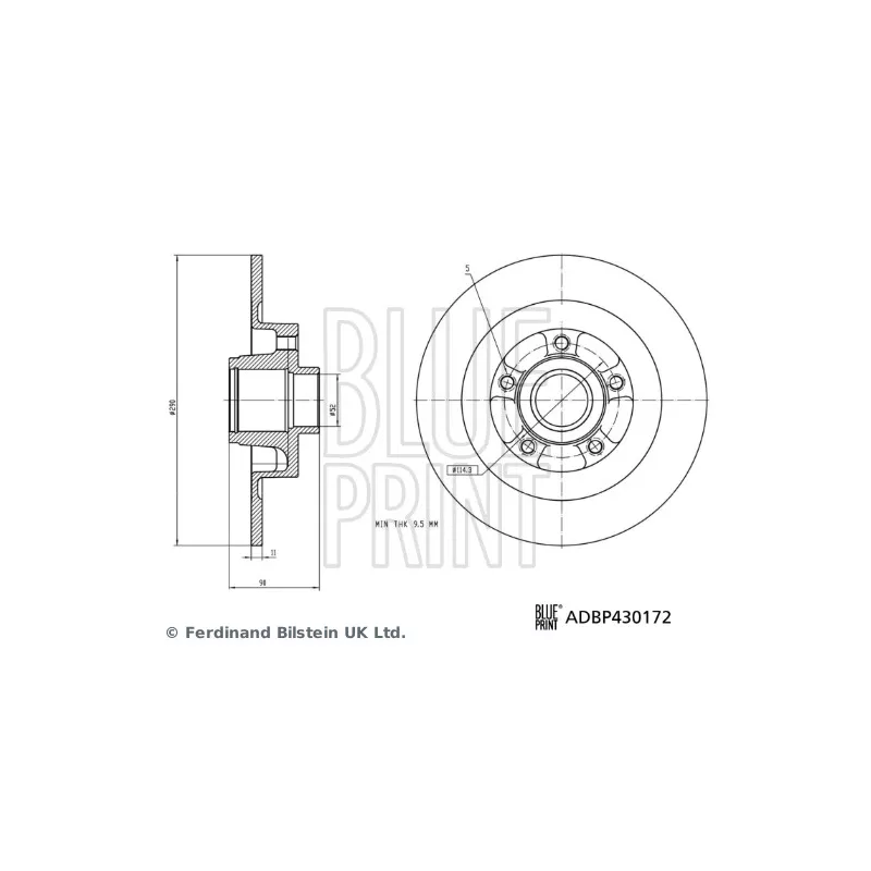 Jeu de 2 disques de frein arrière BLUE PRINT ADBP430172