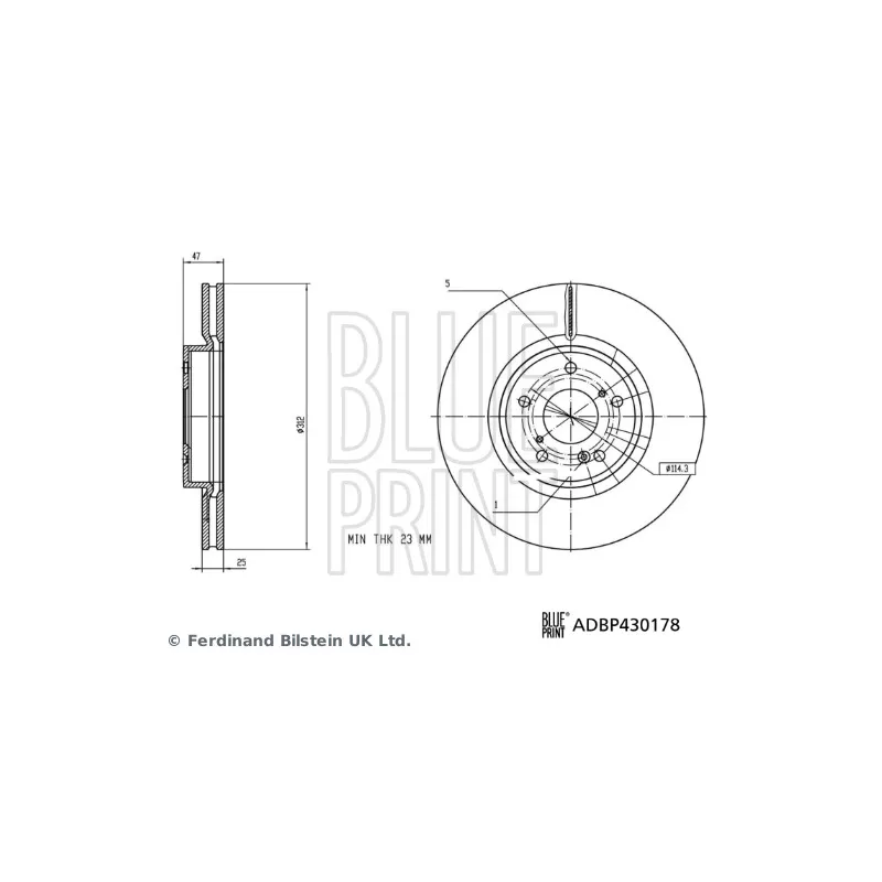 Jeu de 2 disques de frein avant BLUE PRINT ADBP430178