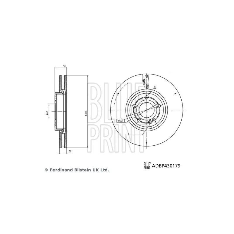 Jeu de 2 disques de frein avant BLUE PRINT ADBP430179