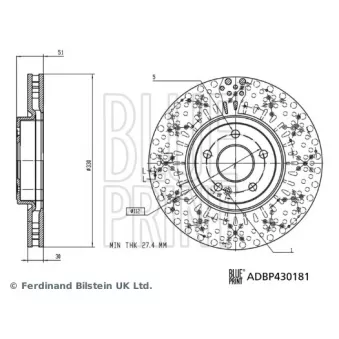 Jeu de 2 disques de frein avant BLUE PRINT ADBP430181