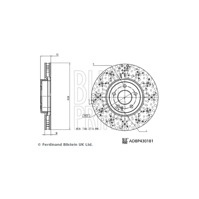 Jeu de 2 disques de frein avant BLUE PRINT ADBP430181