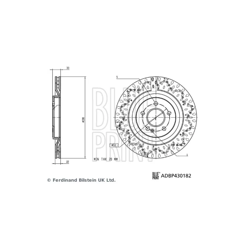 Jeu de 2 disques de frein arrière BLUE PRINT ADBP430182