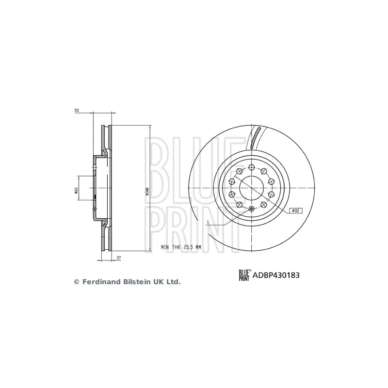Jeu de 2 disques de frein avant BLUE PRINT ADBP430183