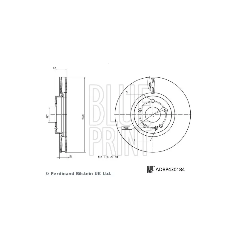 Jeu de 2 disques de frein avant BLUE PRINT ADBP430184