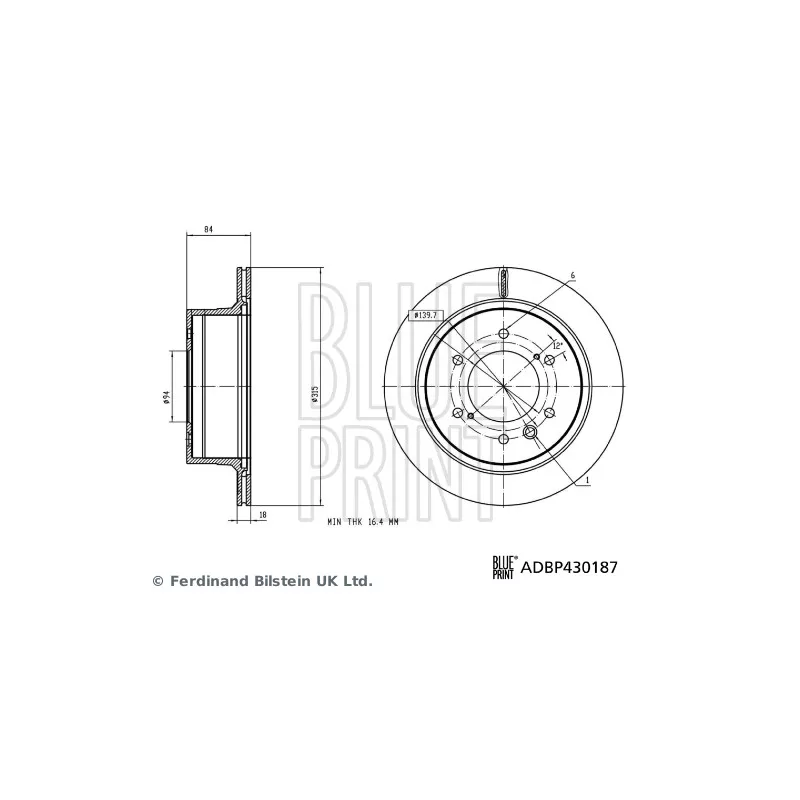 Jeu de 2 disques de frein arrière BLUE PRINT ADBP430187