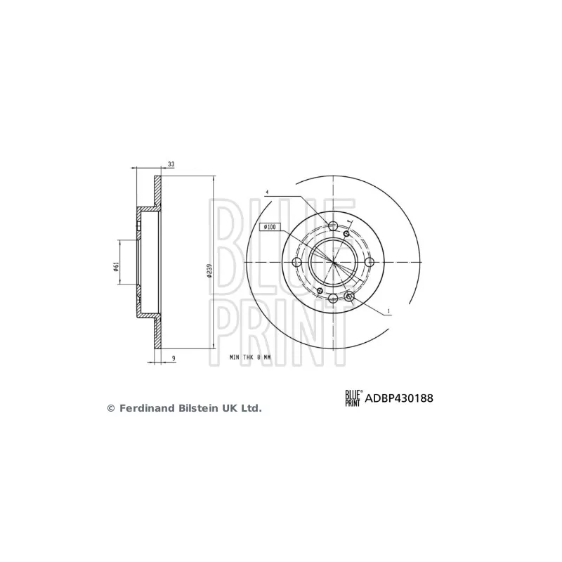 Jeu de 2 disques de frein arrière BLUE PRINT ADBP430188