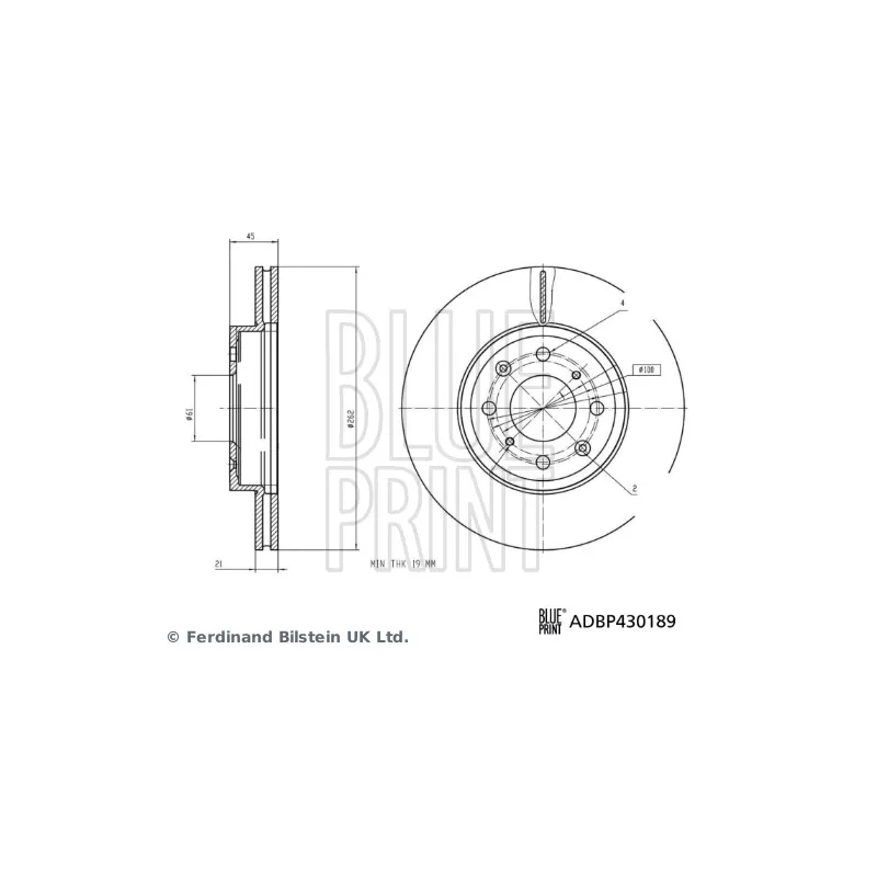 Jeu de 2 disques de frein avant BLUE PRINT ADBP430189