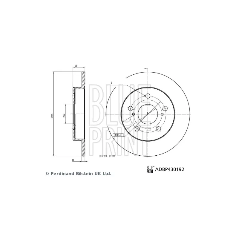 Jeu de 2 disques de frein arrière BLUE PRINT ADBP430192