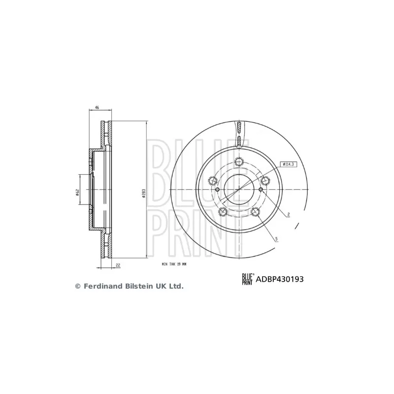 Jeu de 2 disques de frein avant BLUE PRINT ADBP430193