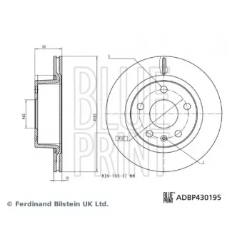 Jeu de 2 disques de frein arrière BLUE PRINT ADBP430195