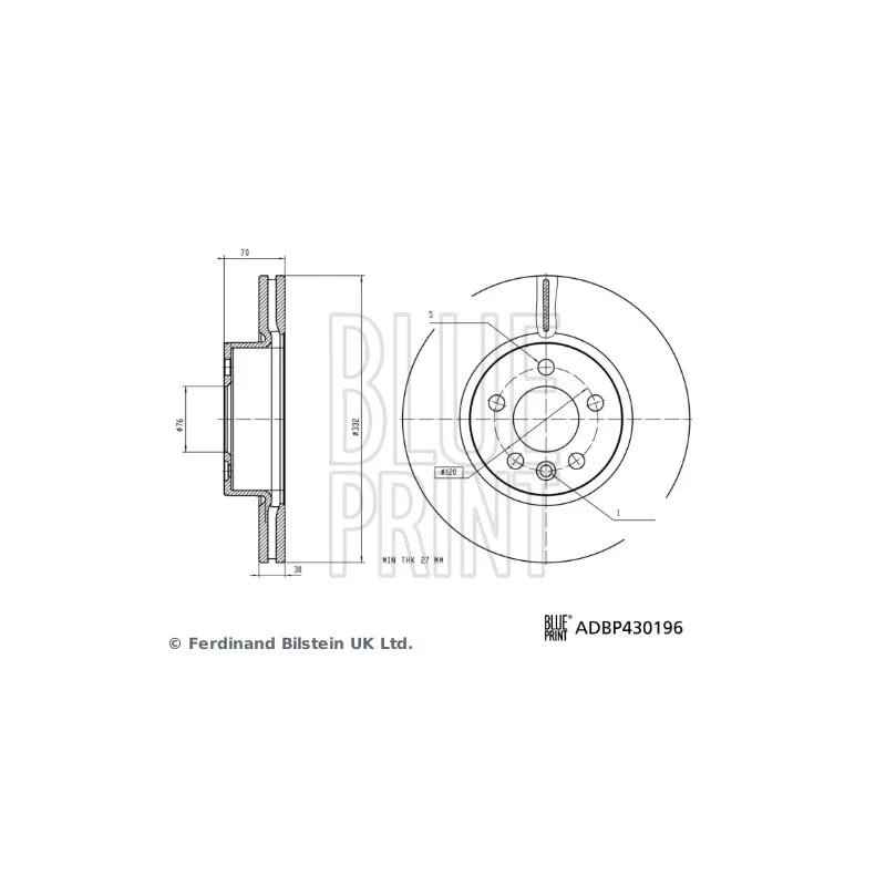 Jeu de 2 disques de frein avant BLUE PRINT ADBP430196