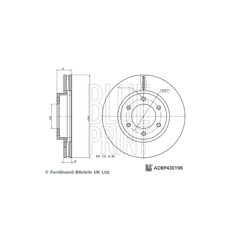 Jeu de 2 disques de frein avant BLUE PRINT ADBP430198