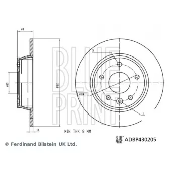 Jeu de 2 disques de frein arrière BLUE PRINT ADBP430205