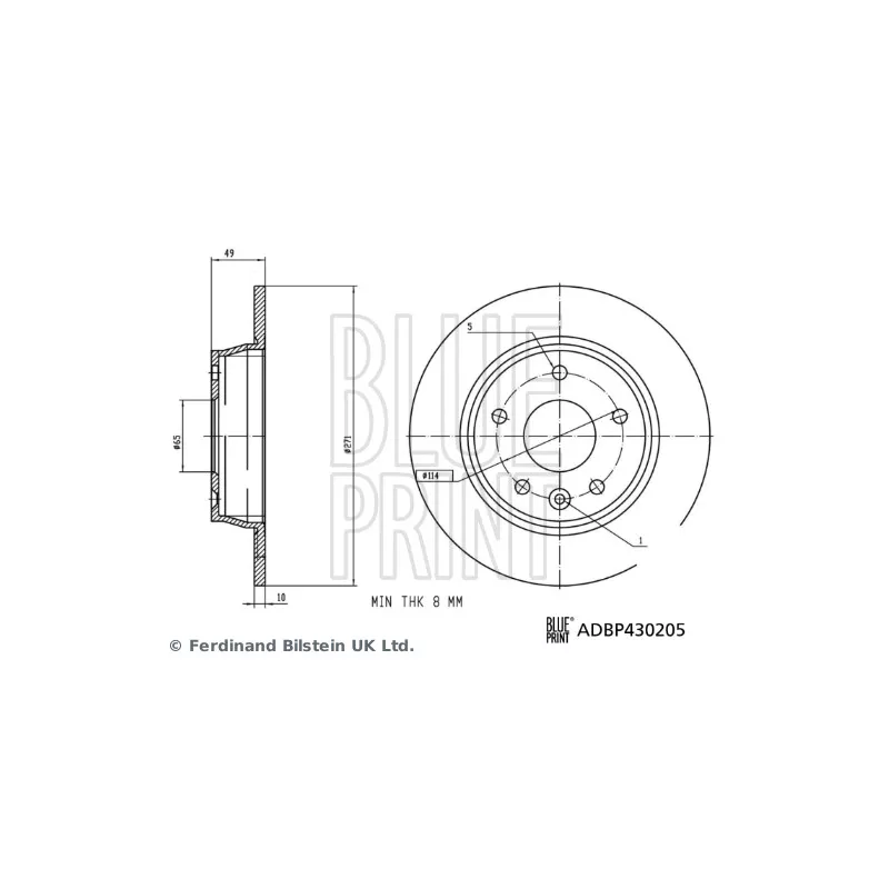 Jeu de 2 disques de frein arrière BLUE PRINT ADBP430205