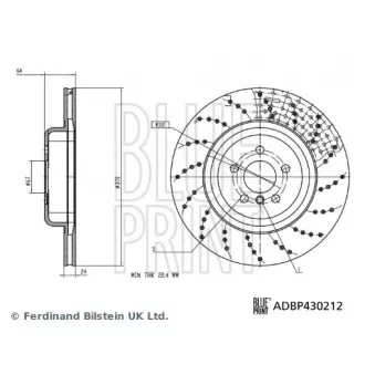 Disque de frein arrière droit BLUE PRINT ADBP430212
