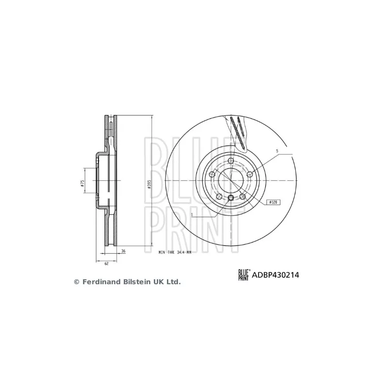 Disque de frein avant droit BLUE PRINT ADBP430214