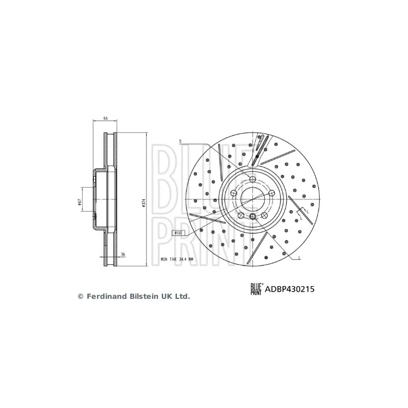 Disque de frein avant gauche BLUE PRINT ADBP430215