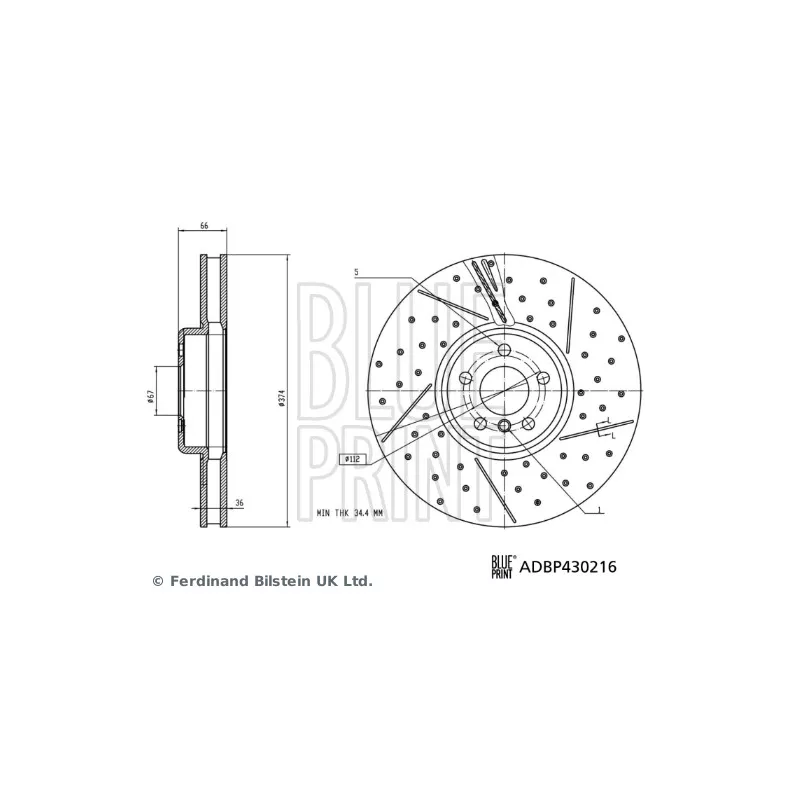 Disque de frein avant droit BLUE PRINT ADBP430216