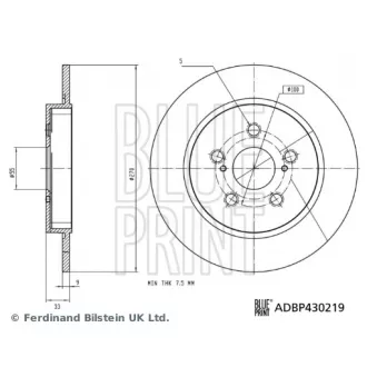 Jeu de 2 disques de frein arrière BLUE PRINT ADBP430219
