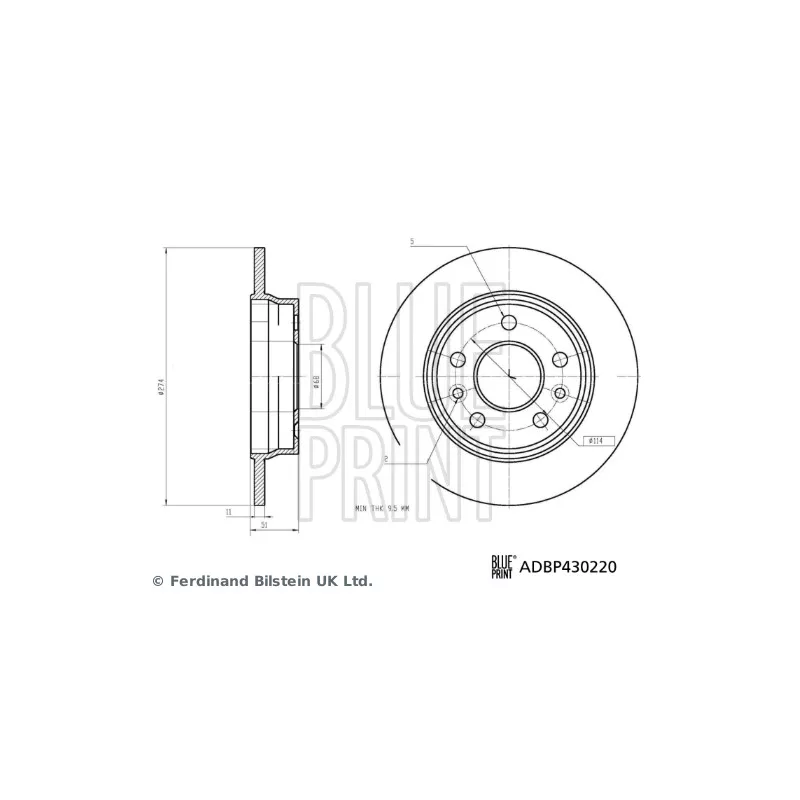 Jeu de 2 disques de frein arrière BLUE PRINT ADBP430220