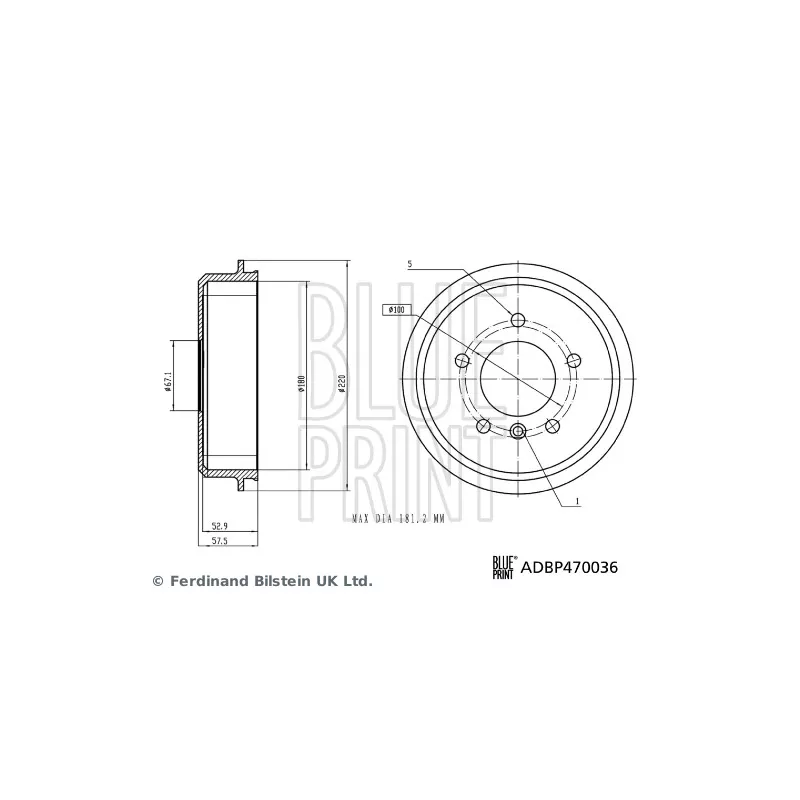 Tambour de frein BLUE PRINT ADBP470036