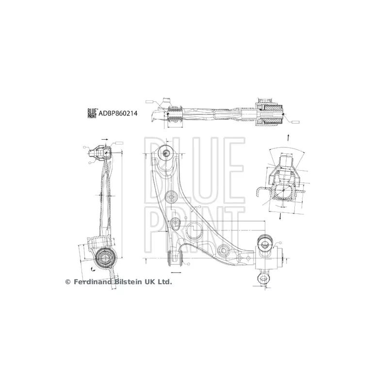 Bras de liaison, suspension de roue avant droit BLUE PRINT ADBP860214