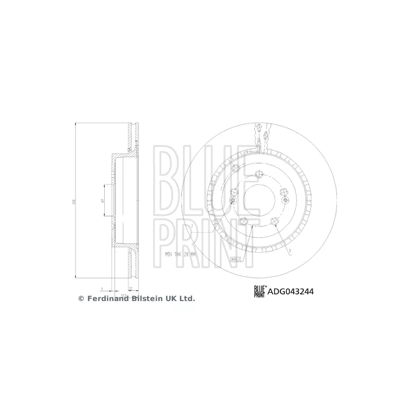 Jeu de 2 disques de frein arrière BLUE PRINT ADG043244