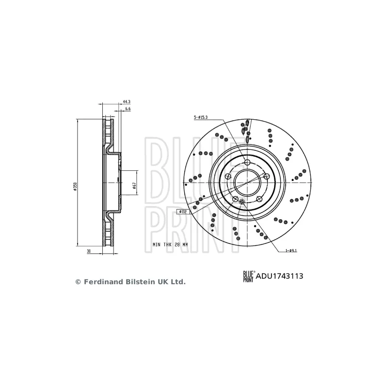 Jeu de 2 disques de frein avant BLUE PRINT ADU1743113